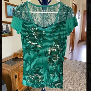 Medium Green Short Sleeve With Lace